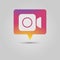 Video camera icon, sunset social media message notification popup