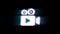 Video Camera Icon Symbol on Glitch Retro Vintage Animation.