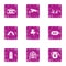 Video camera icons set, grunge style