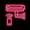 video camera, security system remote control neon glow icon illustration