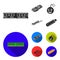 Video card, virus, flash drive, cable. Personal computer set collection icons in black, flat style vector symbol stock
