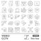 Video cctv line icon set, safety control symbols collection or sketches. Surveillance camera, thin line linear style