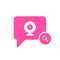 Video Chat icon with research sign. Video Chat icon and explore, find, inspect symbol