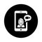 Video chat, mobile, chat, conversation icon. Black vector sketch