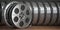 Video, cinema, movie, multimedia concept. A row of vintage film reel or film spools with filmstrip