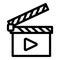 Video clapper icon, outline style