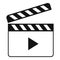 Video clapper icon, simple style