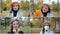 Video collage of a portrait of a beautiful elegant girl in an autumn park