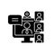 Video conference black glyph icon