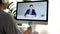 Video conference, Businessman making video call to employee with virtual web, Contacting manager by conference on computer at