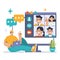 Video Conferencing concept. Flat vector illustration