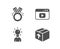 Video content, Honor and Education icons. Package sign. Browser window, Medal, Human idea. Delivery pack.