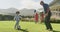 Video of diverse family in playing football match outside