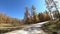 Video of driving along road on Keleysky mountain pass in Altai in Autumn