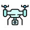 Video drone icon vector flat