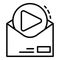 Video email sent icon, outline style