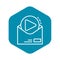 Video email sent icon, outline style