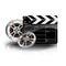 Video film tape with cinema clapper and filmstrip