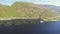 Video of Fish Farm in Norway. Blue sea and mountains with vegetation. Aerial shot. Top view.