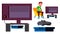 Video Game Console Vector. Teen Playing. Modern Plasma. Pad Controller. Addiction. Isolated Cartoon Illustration