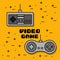Video game control different buttons yellow background