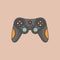 Video game controller icon. Joystick wireless gadget illustration. Colorful gamepad in flat design