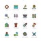 Video game genres icons in filled outline style