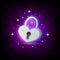 Video game icon with silver sparkly padlock on dark background, vector illustration for user interface in cartoon style