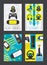 Video games and gamers certical cards design. Accessories for playing as controllers and joysticks, headphones, gamepad. Cards goo