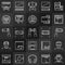 Video games linear concept icons collection on dark background