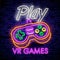 Video Games logos collection neon sign Vector design template. Conceptual Vr games, Retro Game night logo in neon style, gamepad i