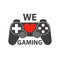 Video gaming icon. We love gaming. Game console icon. Design element for logo, label, emblem, badge. Vector design element.