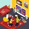 Video Gaming Isometric Composition