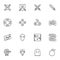 Video gaming line icons set