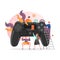 Video gaming technologies vector concept for web banner, website page