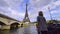 Video happy boy teenagers spending time in Paris. A student with long hair walks in Paris