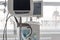 Video laryngoscope , on background medical ventilator in ICU in hospital