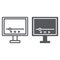 Video line and glyph icon, monitor and interface, media player sign, vector graphics, a linear pattern on a white