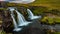 VIDEO LOOP SEAMLESS: Iceland timelapse photography of waterfall Kirkjufell