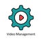 Video Management Vector Fill outline Icon Design illustration. Online streaming Symbol on White background EPS 10 File