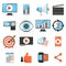 Video marketing and digital social media flat vector icons