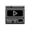 Video marketing - online video clip icon, vector illustration, black sign on isolated background