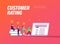 Video marketingCustomer rating concept. Tiny people with gadgets and positive feedback icons at laptop.