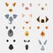 Video mobile chat animal faces. Cartoon animals masks isolated on transparent background