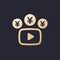 Video monetization icon with yen