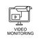 Video monitoring outline icon. Element of data protection icon with name for mobile concept and web apps. Thin line