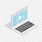Video movie media player on the laptop isometric