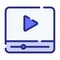Video multimedia streaming movie single isolated icon with dash or dashed line style