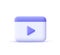 Video player, web page, play button. Video, streaming, multimedia concept. 3d vector icon.