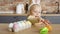 Video of playful girl steals handmade carrot from the table.